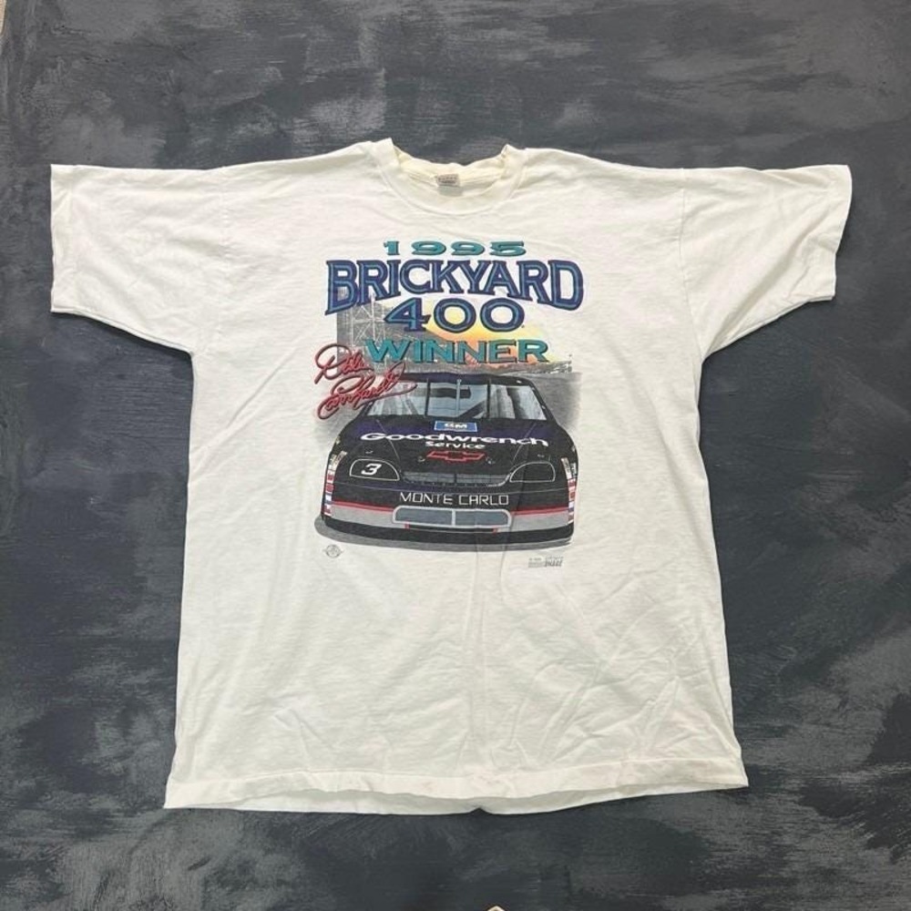 Vintage Brickyard 400 Shirt Mens XXL White 1990s Nascar Dale Earnhardt